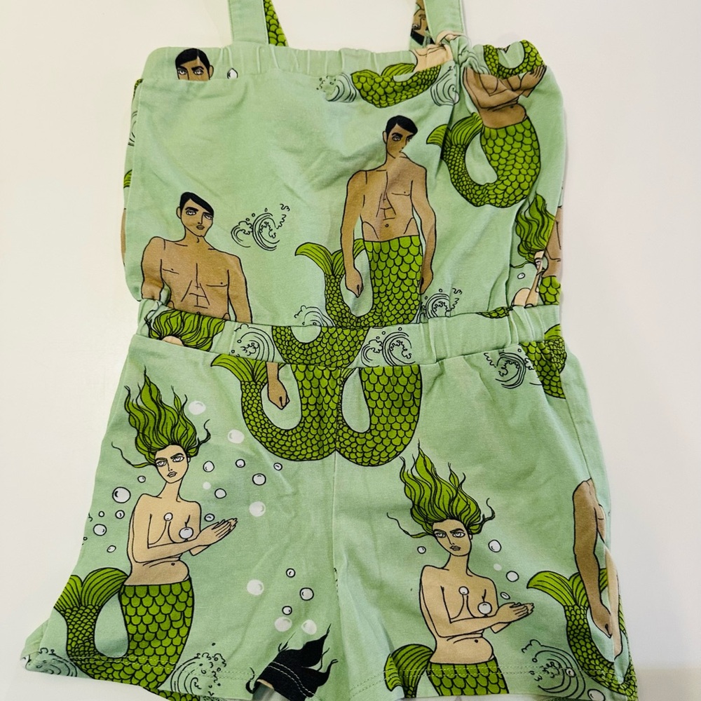 Mini Rodini Sea Green Romper Mermies